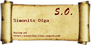 Simonits Olga névjegykártya