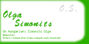 olga simonits business card